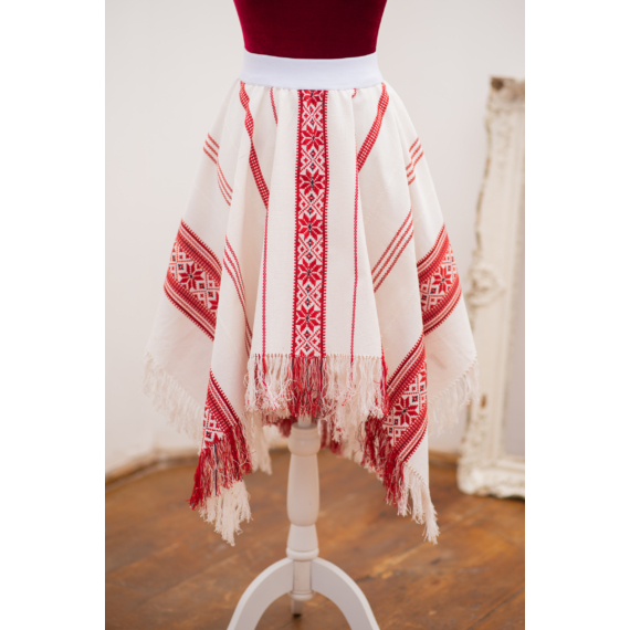 Blanka környezettudatos szoknya fehér-piros régi szőttesből